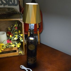 Unique Bottle Table Lamp with Geometric Shade